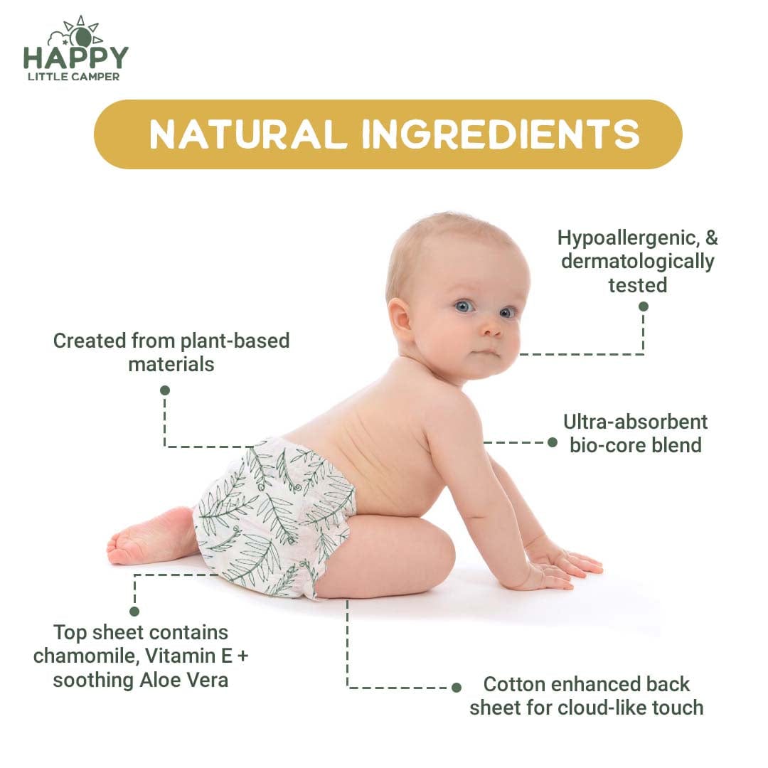 Happy Little Camper Diapers Natural, Ultra-Absorbent Baby Diapers Happy Little Camper