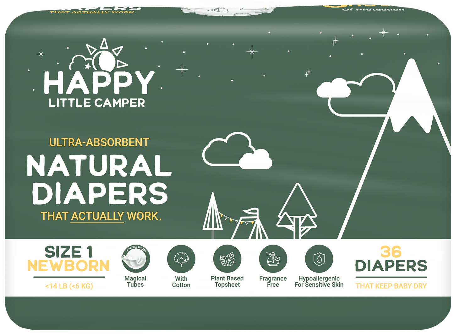Happy Little Camper Diapers Natural, Ultra-Absorbent Baby Diapers Happy Little Camper