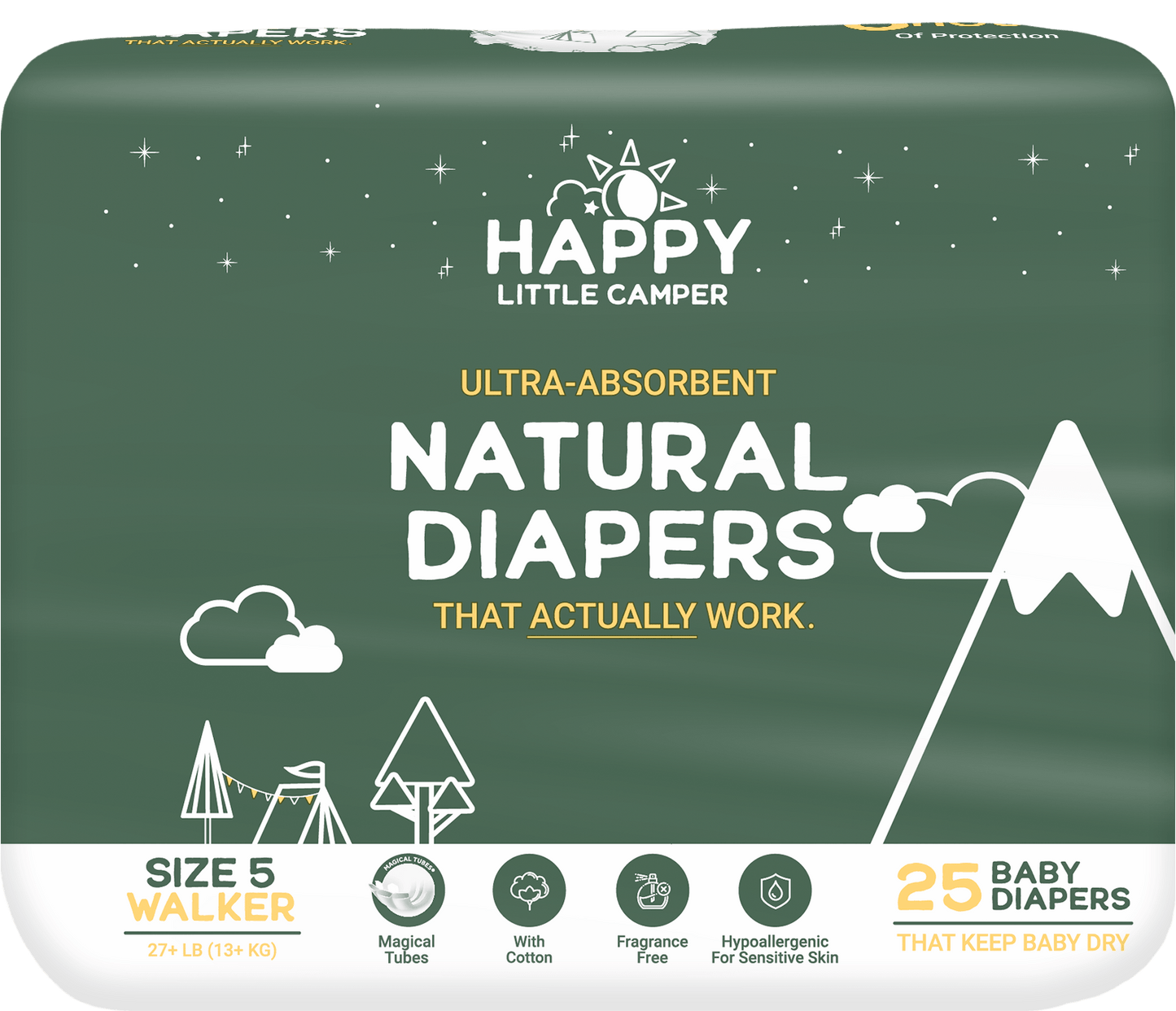 Happy Little Camper Diapers Natural, Ultra-Absorbent Baby Diapers Happy Little Camper