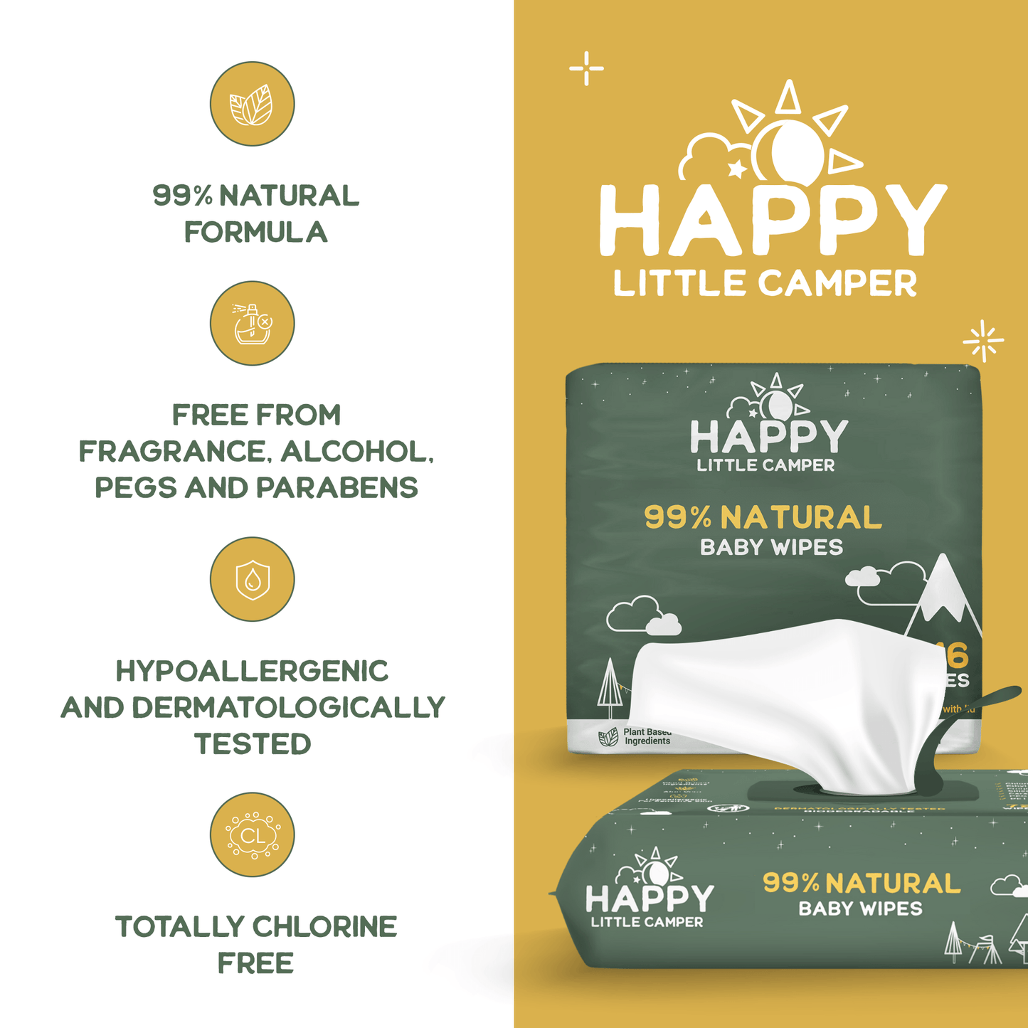 Happy Little Camper Wipes All Natural Cotton Baby Wipes With Aloe Vera Happy Little Camper
