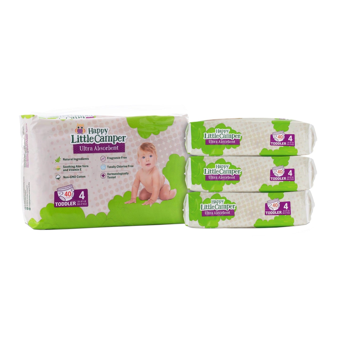 Happy Little Camper Monthly Box Size 4 / No Wipes Subscribe & Save (one month supply of natural baby diapers + wipes) Happy Little Camper