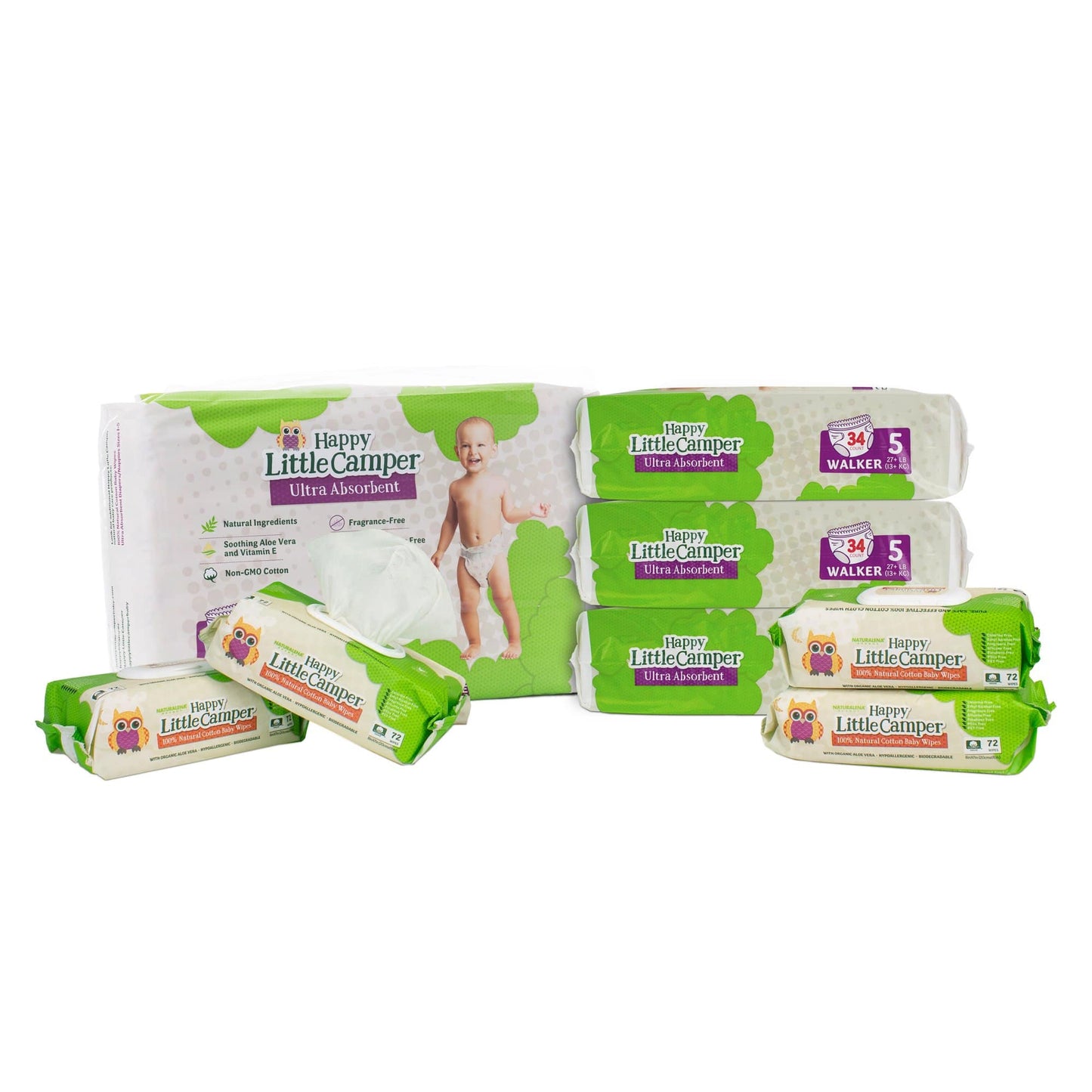 Happy Little Camper Monthly Box Size 5 / Cotton Wipes Subscribe & Save (one month supply of natural baby diapers + wipes) Happy Little Camper