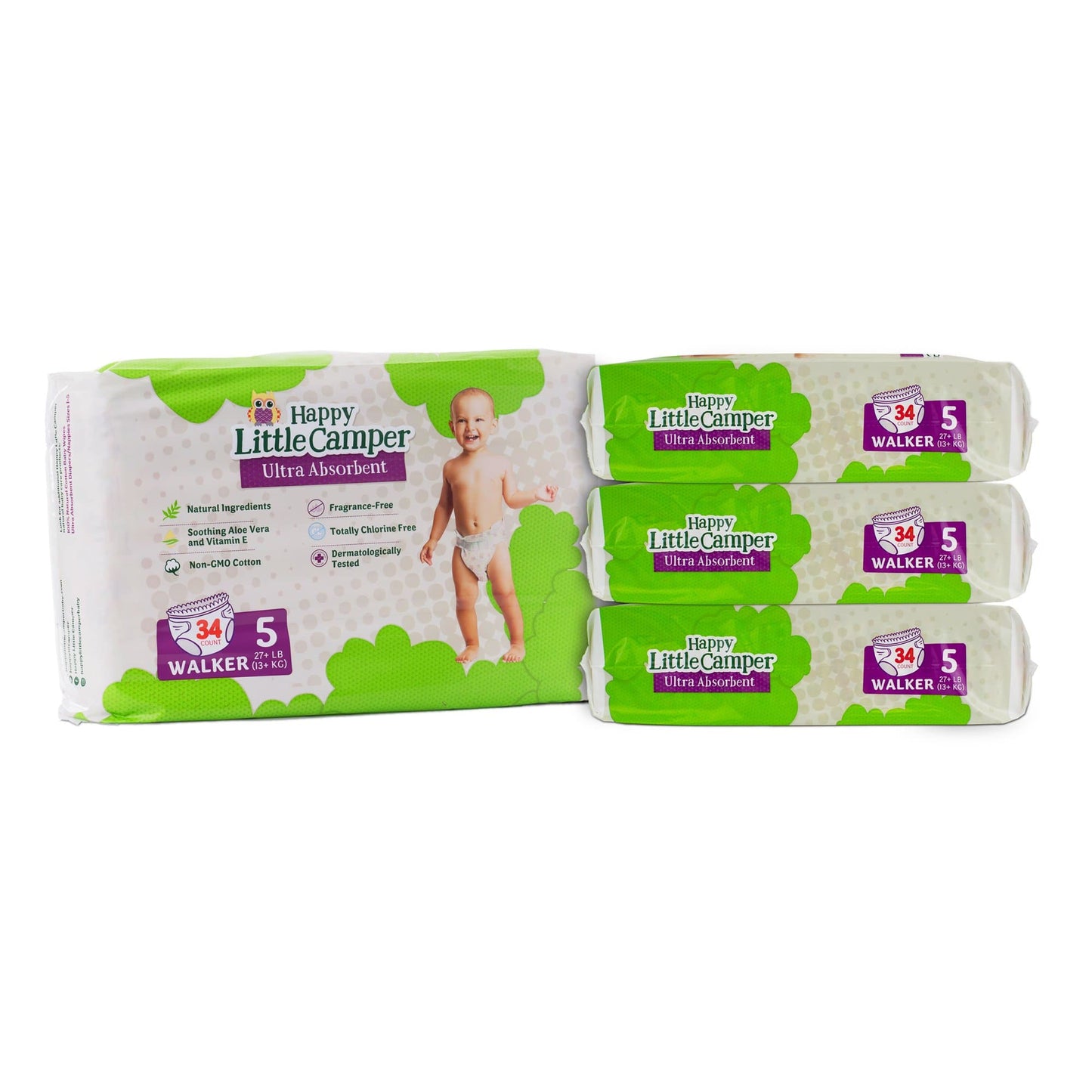 Happy Little Camper Monthly Box Size 5 / No Wipes Subscribe & Save (one month supply of natural baby diapers + wipes) Happy Little Camper