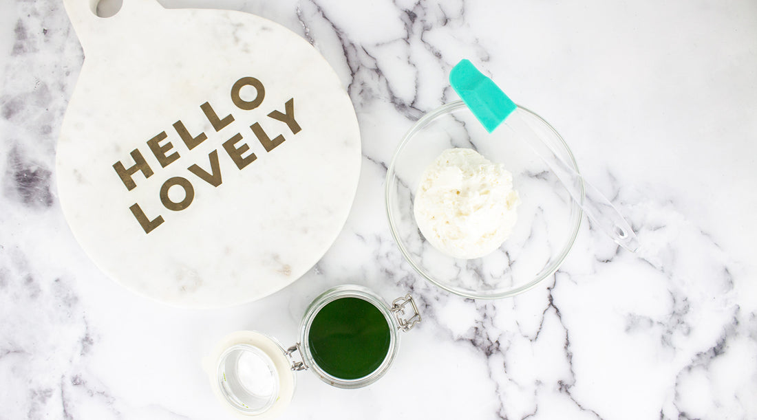 Frosting and Green Dye on Marble Countertop