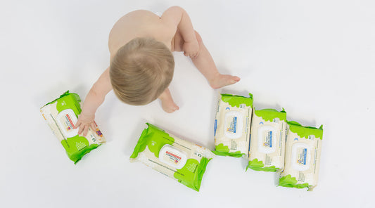 Baby with Happy Little Camper Baby Wipes