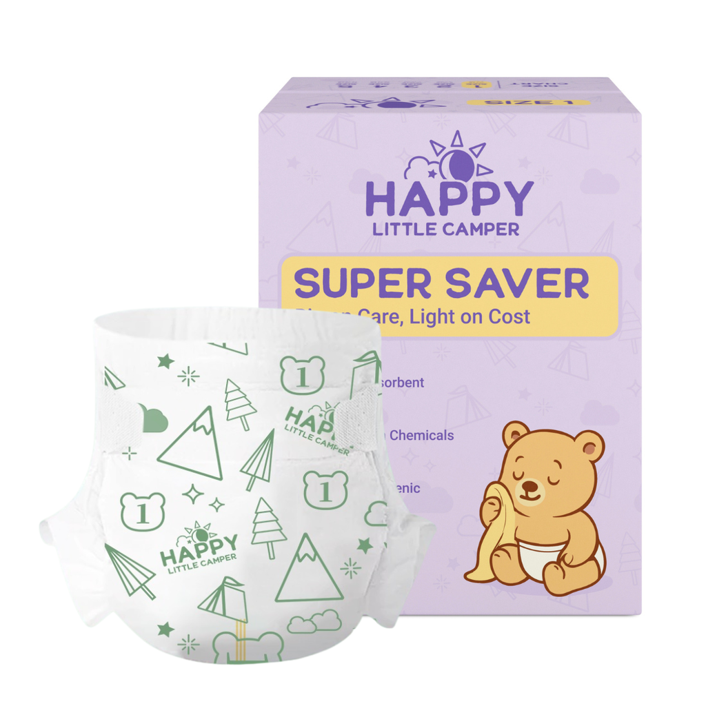 Happy Little Camper Premium Baby Diapers, Size 1, Newborn, < 11 lbs