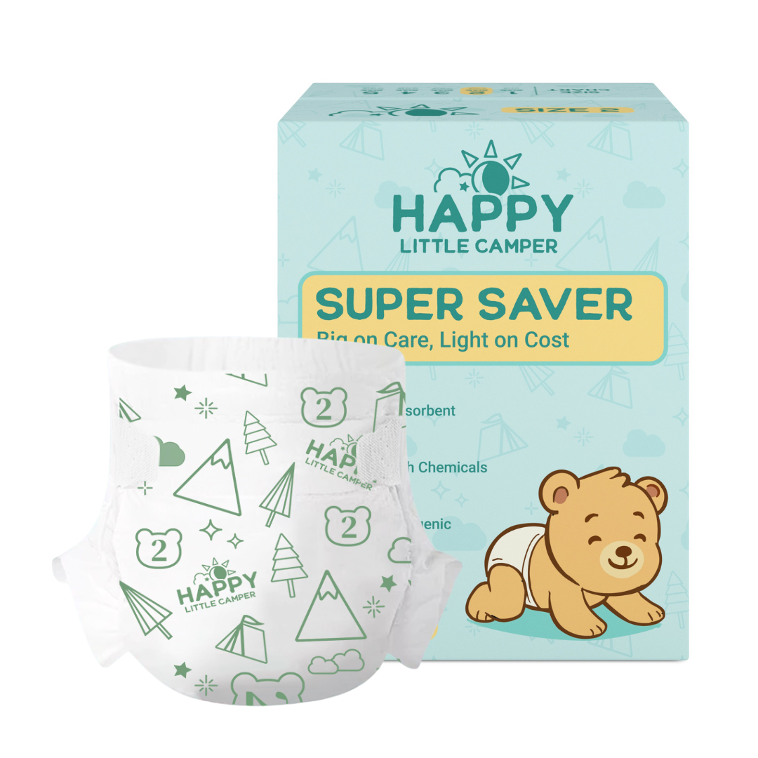Happy Little Camper Premium Baby Diapers, Size 2, Infant, 8-15 lbs