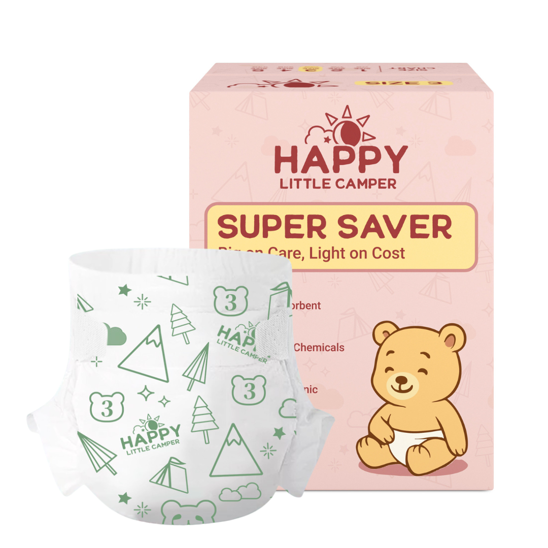 Happy Little Camper Premium Baby Diapers, Size 3, Crawler, 15-22 lbs