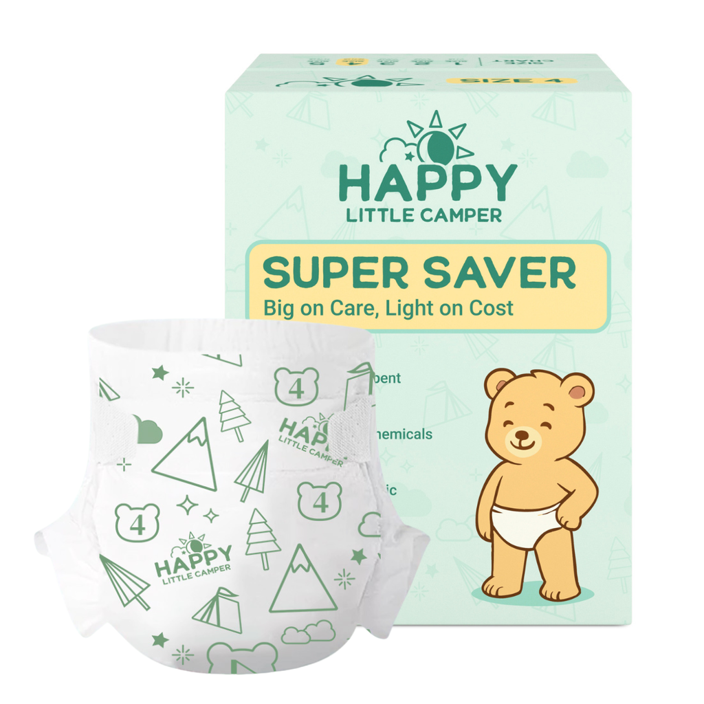 Happy Little Camper Premium Baby Diapers, Size 4, Toddler, 22-31 lbs