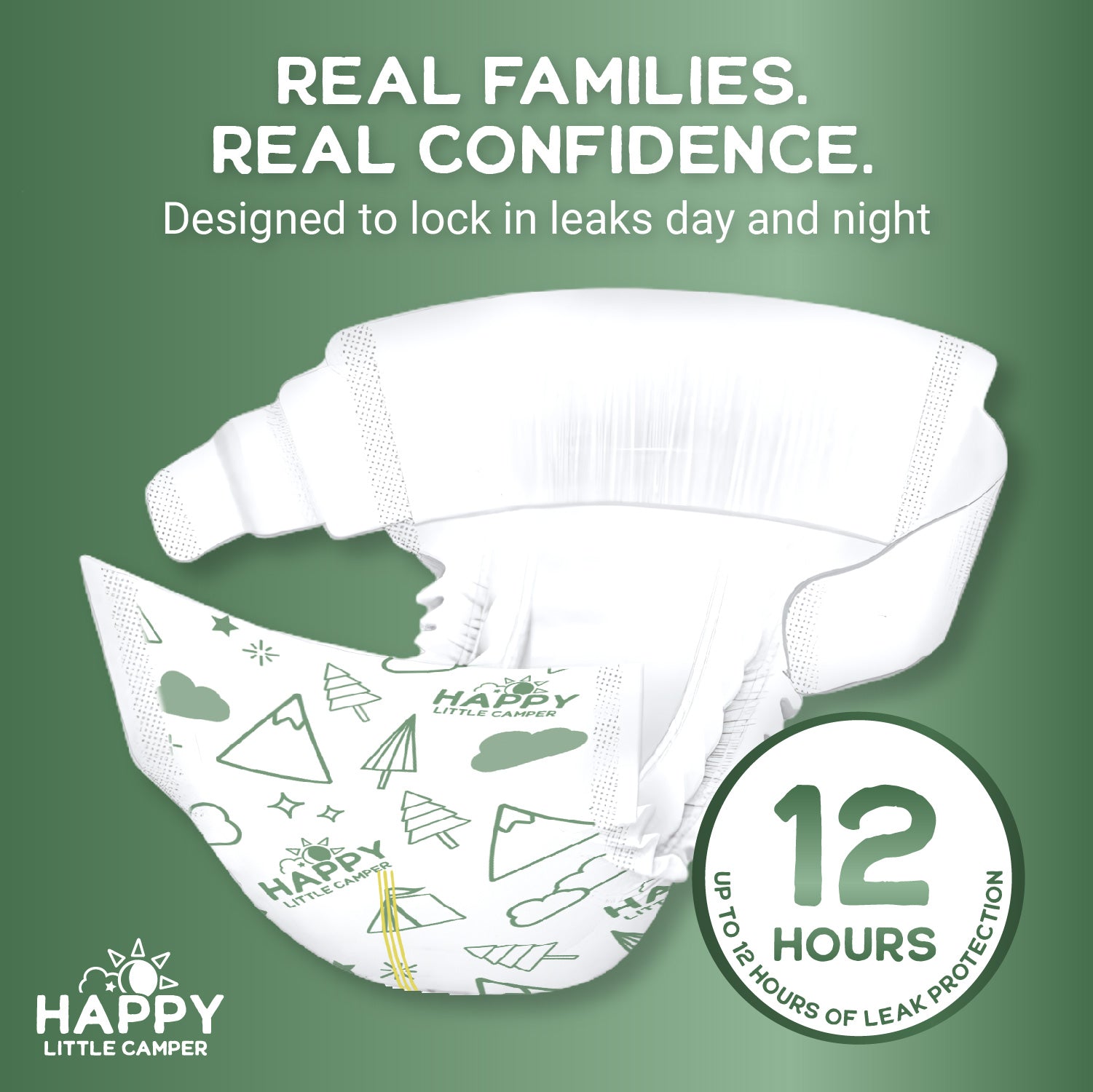 Happy Little Camper Premium Baby Diapers, Size 6, Junior 35+ lbs