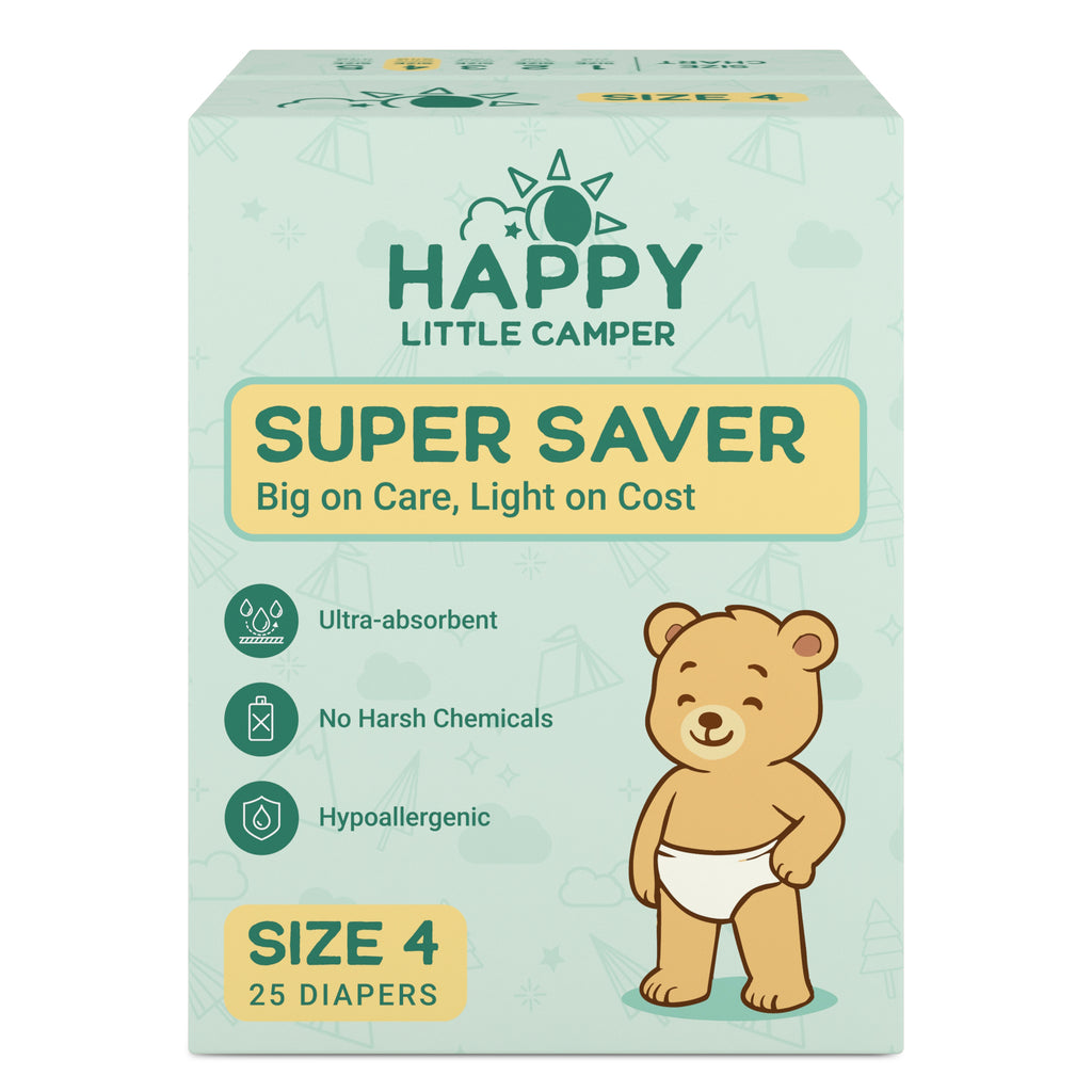 Happy Little Camper Premium Baby Diapers, Size 4, Toddler, 22-31 lbs
