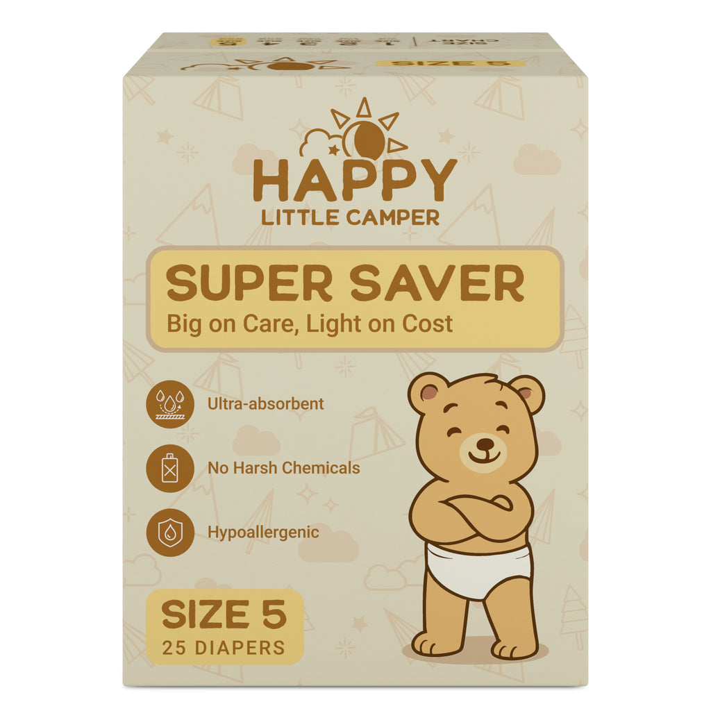 Happy Little Camper Premium Baby Diapers, Size 5, Walker 31-35 lbs