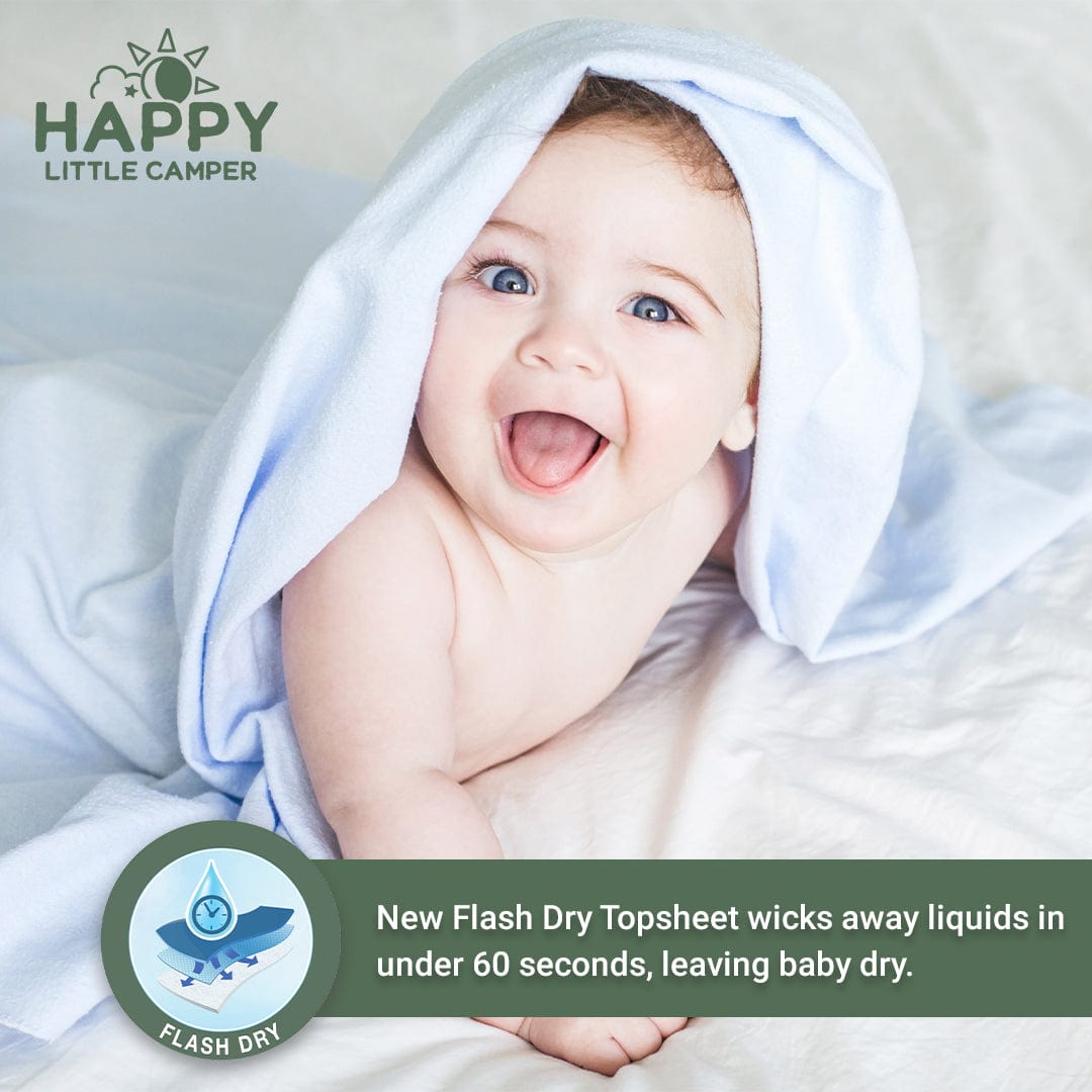 Happy Little Camper Pañales desechables naturales hipoalergénicos ultra  absorbentes, sin cloro, para piel sensible, recién nacido, talla 1, 36