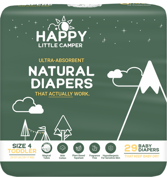 Happy Little Camper Diapers Size 4 Ultra-Absorbent Natural Baby Diapers Happy Little Camper