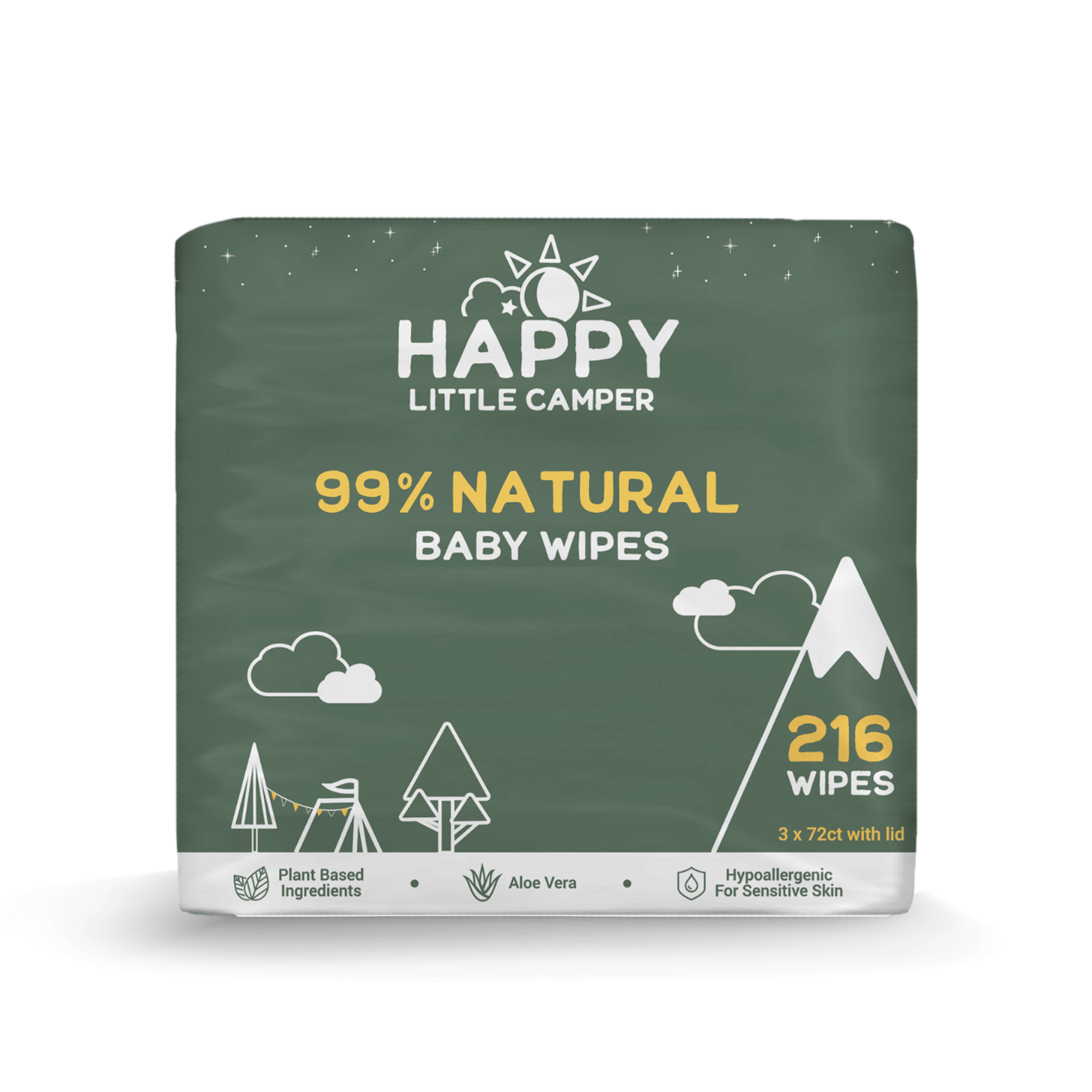 Happy Little Camper Wipes 216 count All Natural Cotton Baby Wipes With Aloe Vera Happy Little Camper