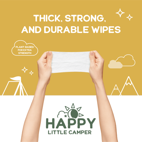 Happy Little Camper Wipes Flushable Natural Baby Wipes with Aloe Vera - Septic Safe Happy Little Camper