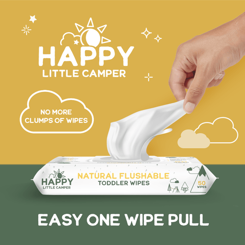 Happy Little Camper Wipes Flushable Natural Baby Wipes with Aloe Vera - Septic Safe Happy Little Camper