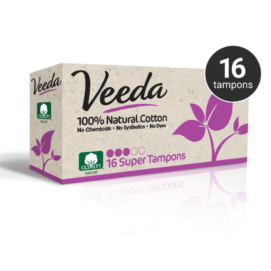 Veeda GMO-Free 100% Natural Cotton Applicator-Free Super Plus Tampons,  Unscented, 96 Count, 96 Count - Harris Teeter