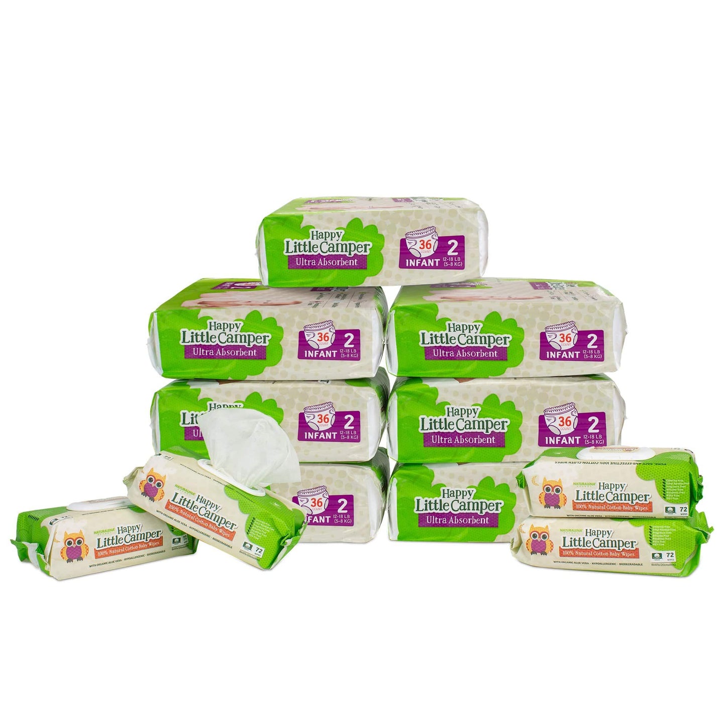 Happy Little Camper Monthly Box Size 2 / Cotton Wipes Subscribe & Save (one month supply of natural baby diapers + wipes) Happy Little Camper