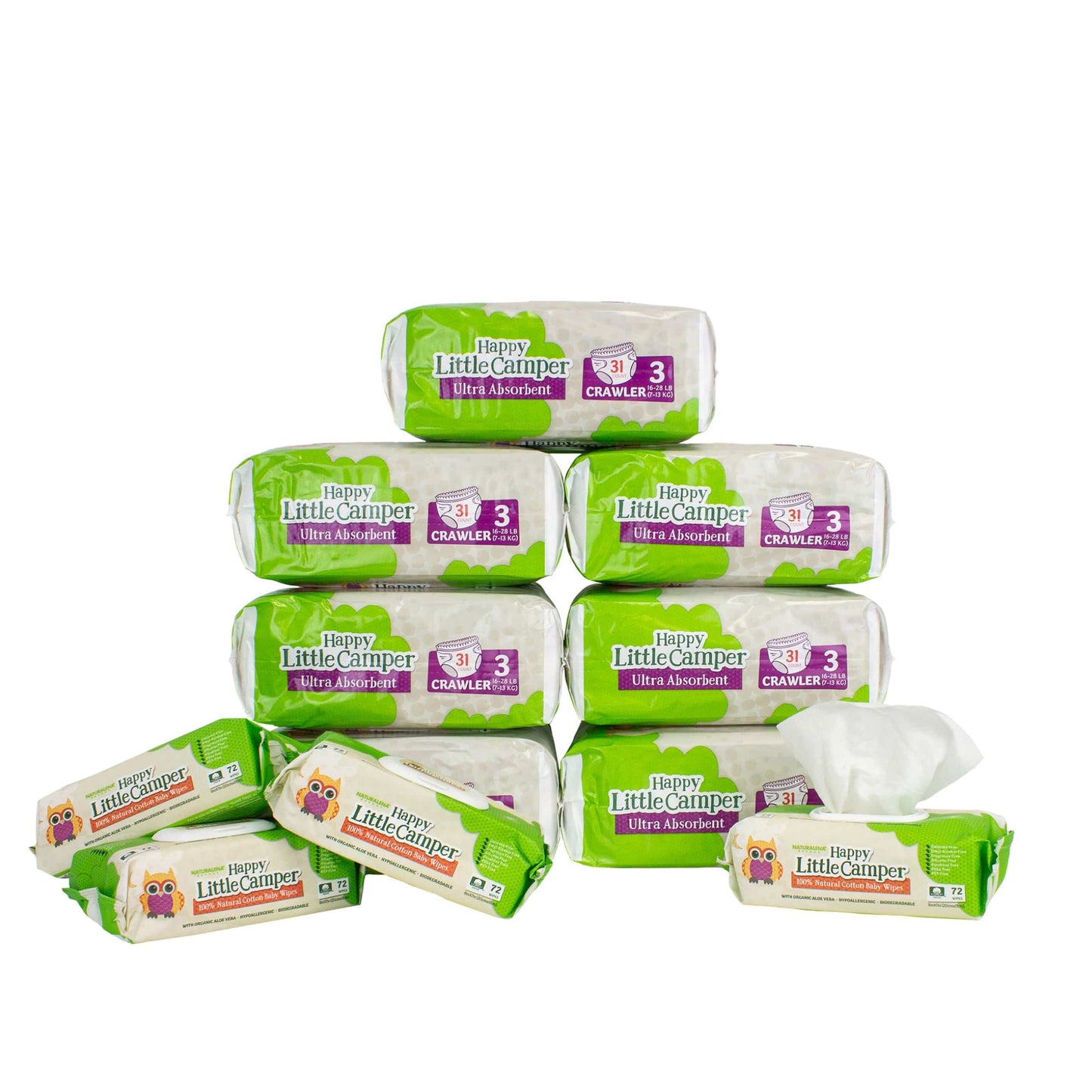 Happy Little Camper Monthly Box Size 3 / Cotton Wipes Subscribe & Save (one month supply of natural baby diapers + wipes) Happy Little Camper
