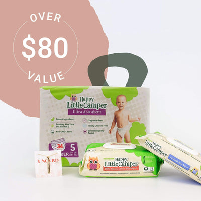 Happy Little Camper Size 5 Diapers The Baby Essentials Gift Box for Moms Happy Little Camper