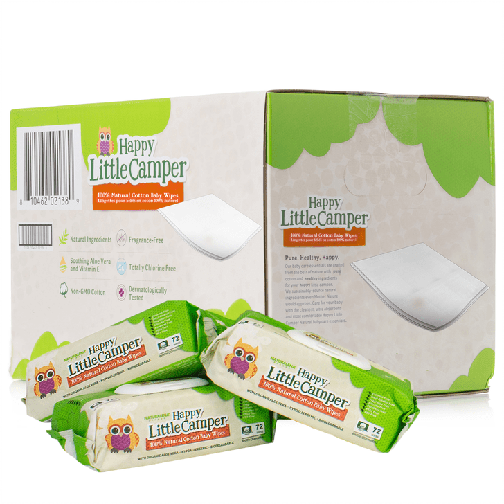 Happy Little Camper Wipes All Natural Cotton Baby Wipes With Aloe Vera 864 Count Happy Little Camper